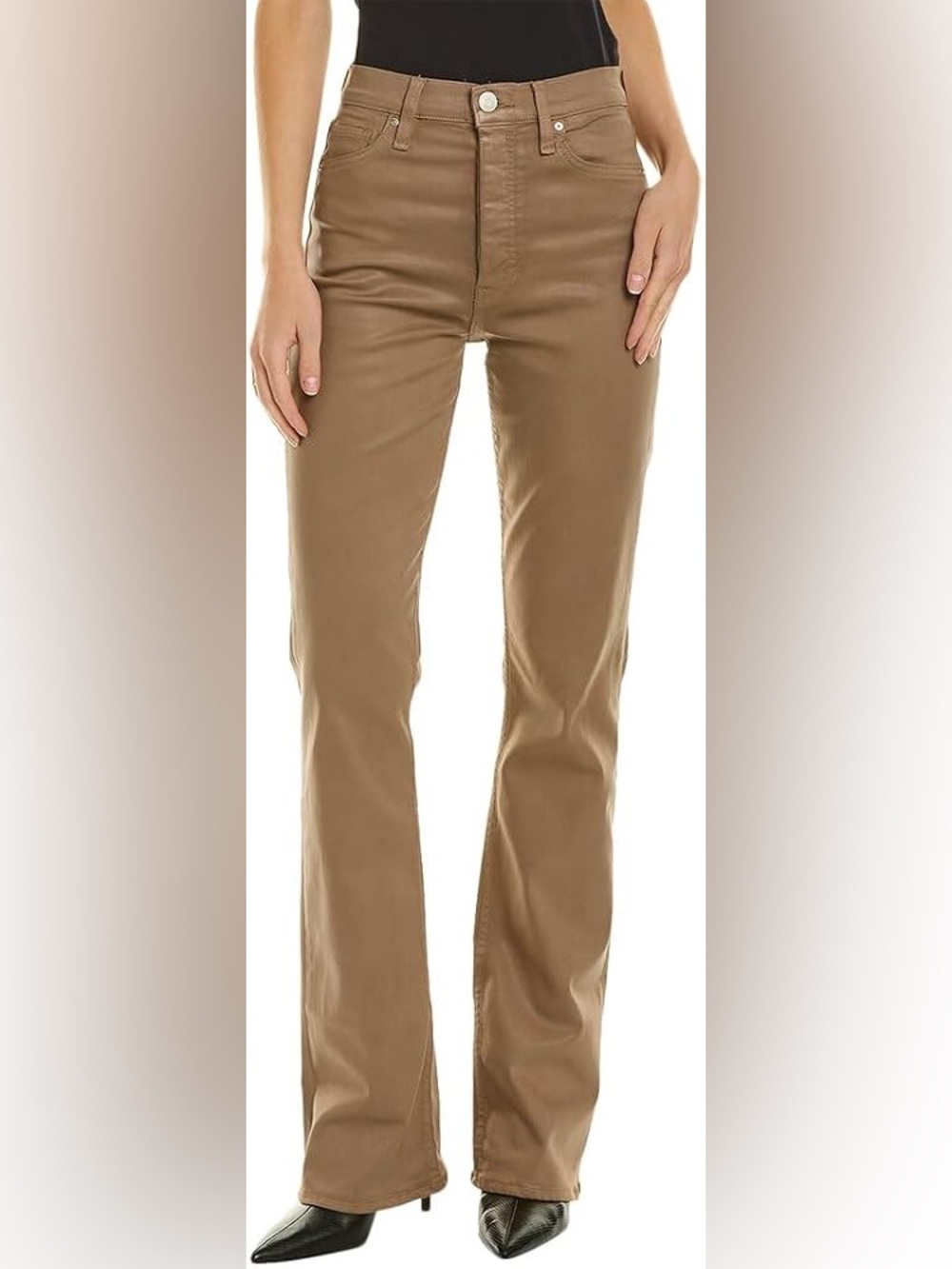 Hudson Faye Coated Chinchilla Jeans 31 Brown High Rise Flare